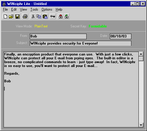 WINciphrLite™ - PlainText