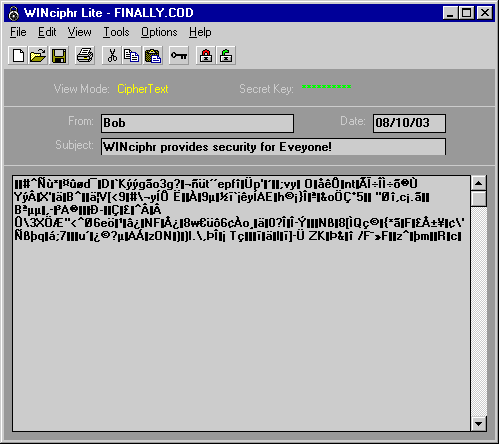 WINciphrLite™ - CipherText